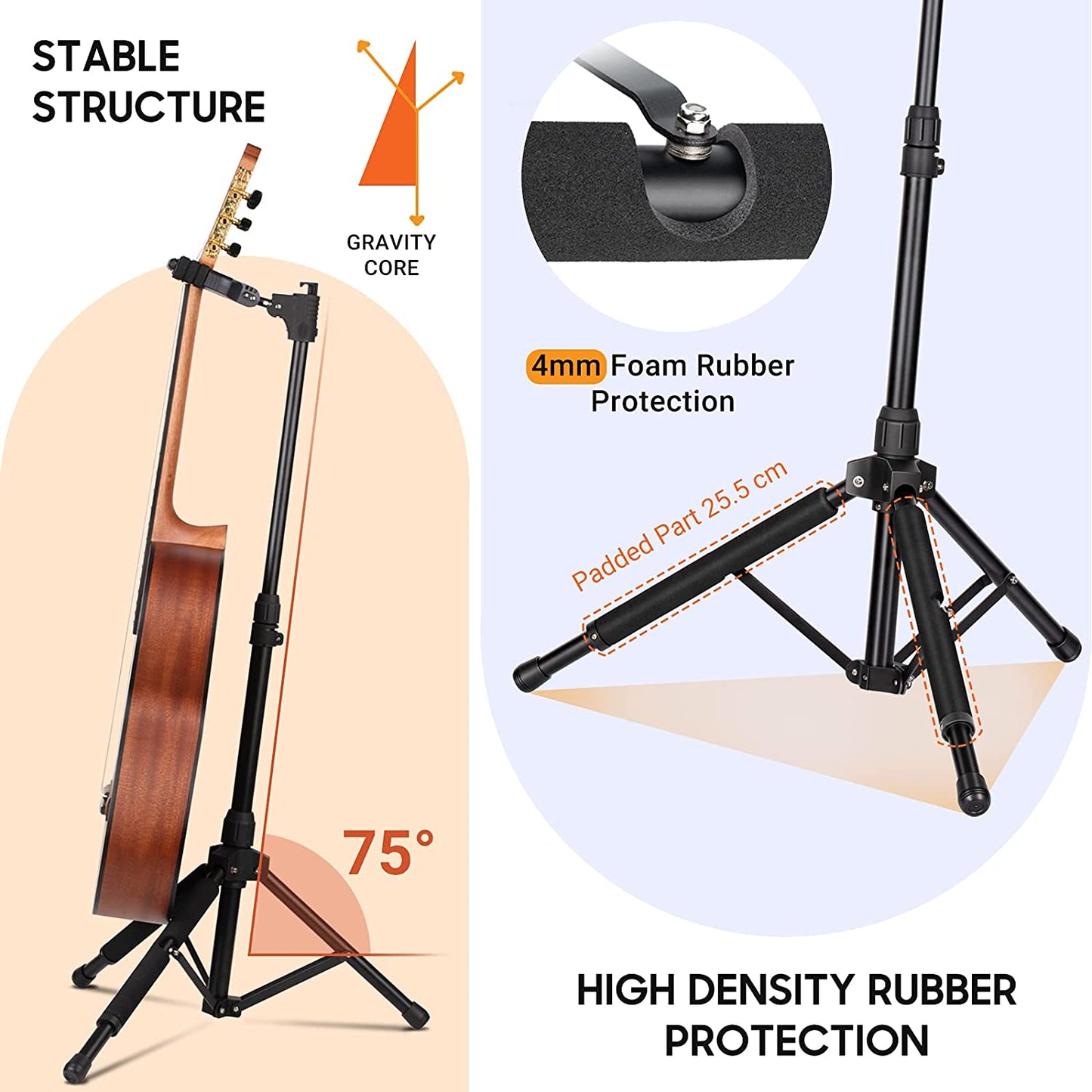 Folding Tripod Iron Floor Guitar Stand CY0265