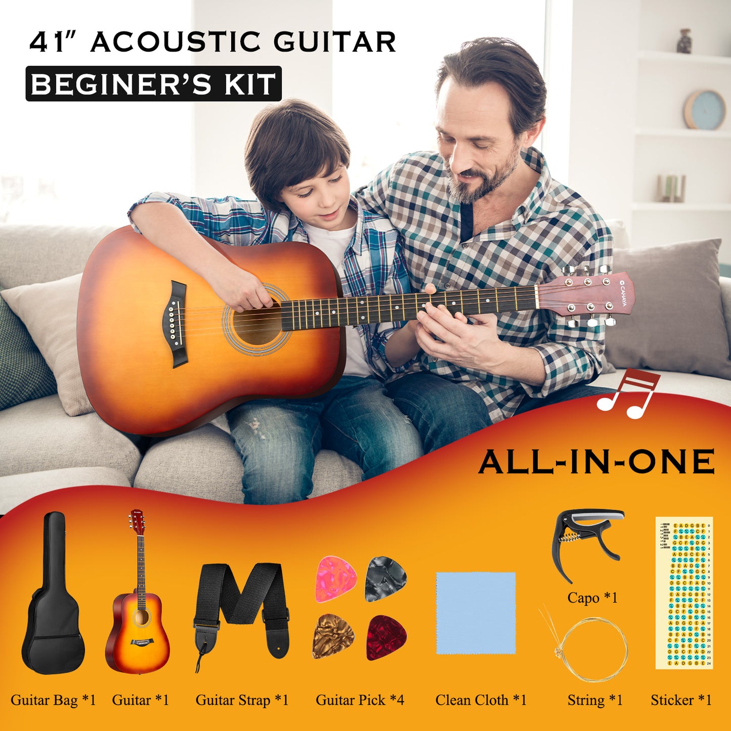 Full Size Acoustic Guitar: 41 Inches Kit