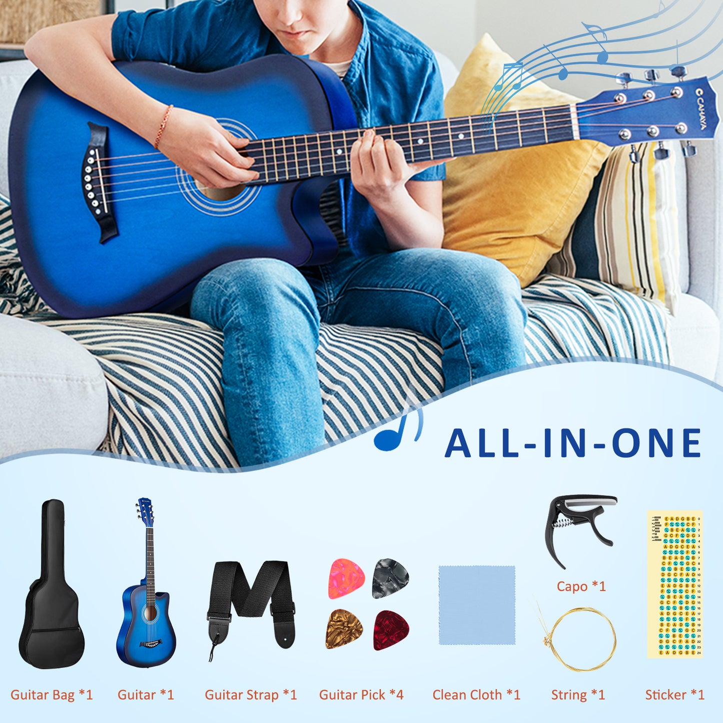 Full Size Acoustic Guitar: 38 Inches Kit