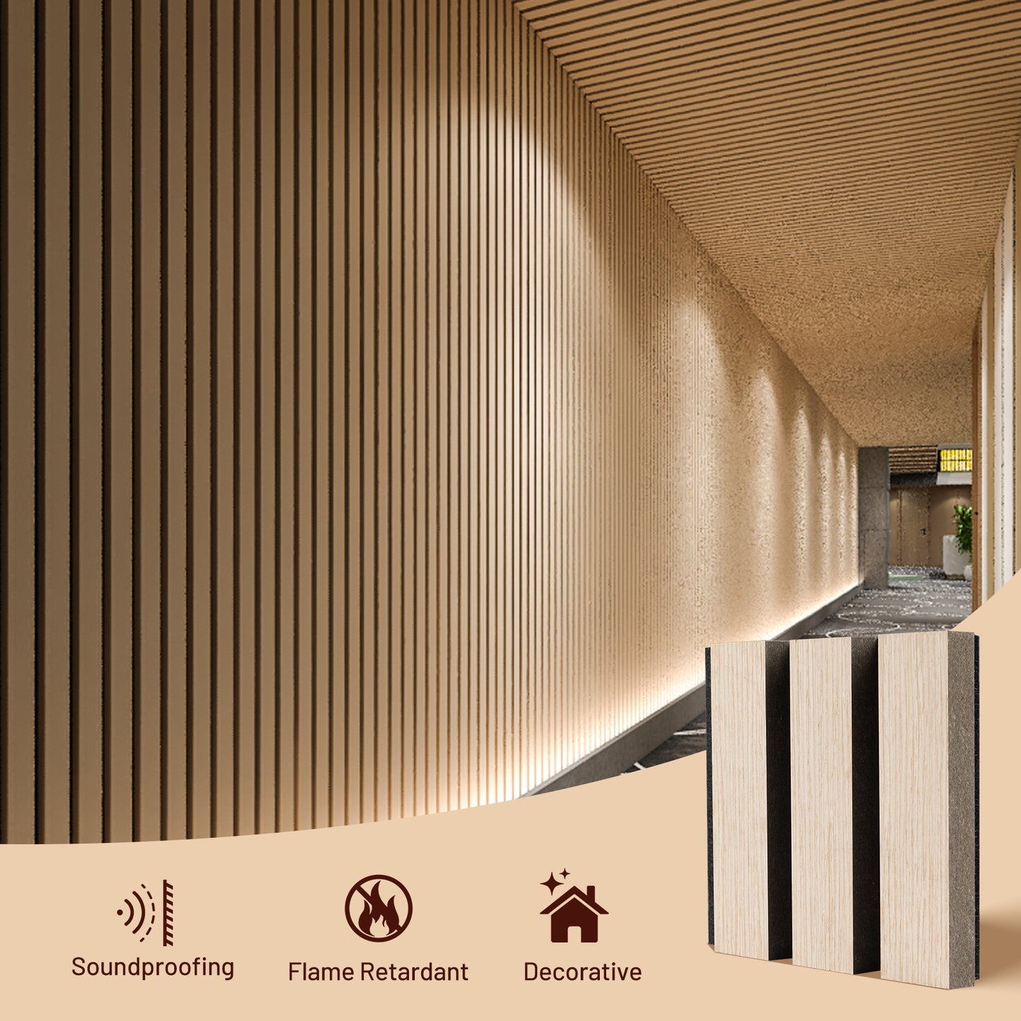 Acoustic Wood Wall Veneer Panel White Oak Color