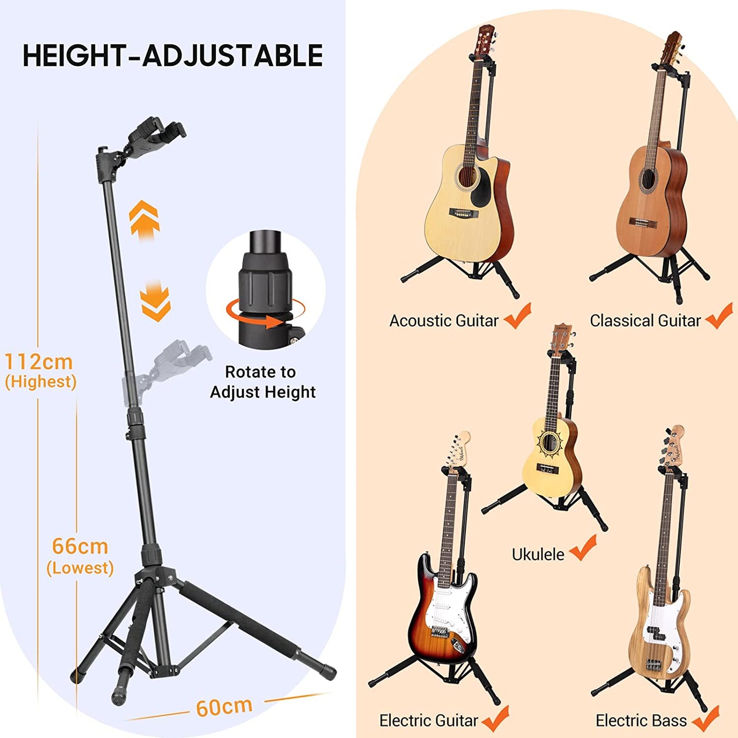 Folding Tripod Iron Floor Guitar Stand CY0265