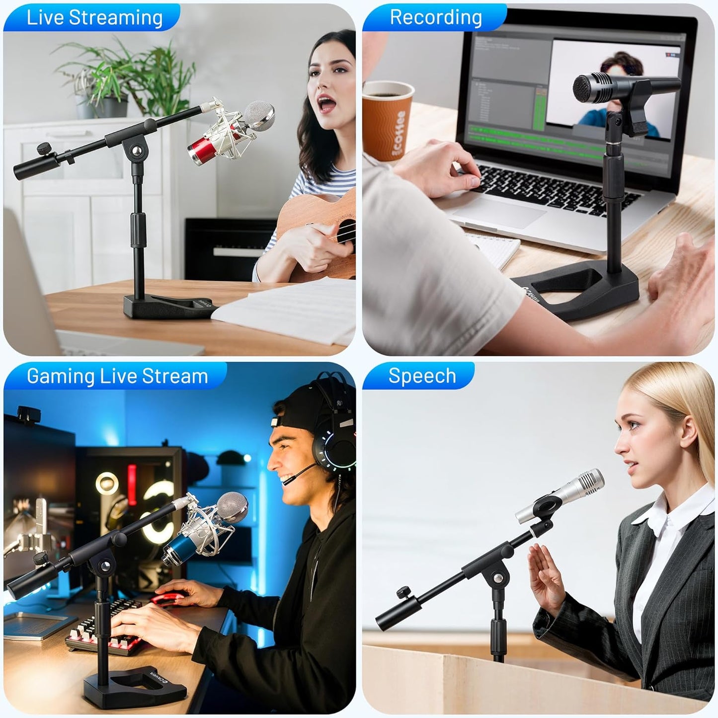 Metal Adjustable Microphone Stand Desktop