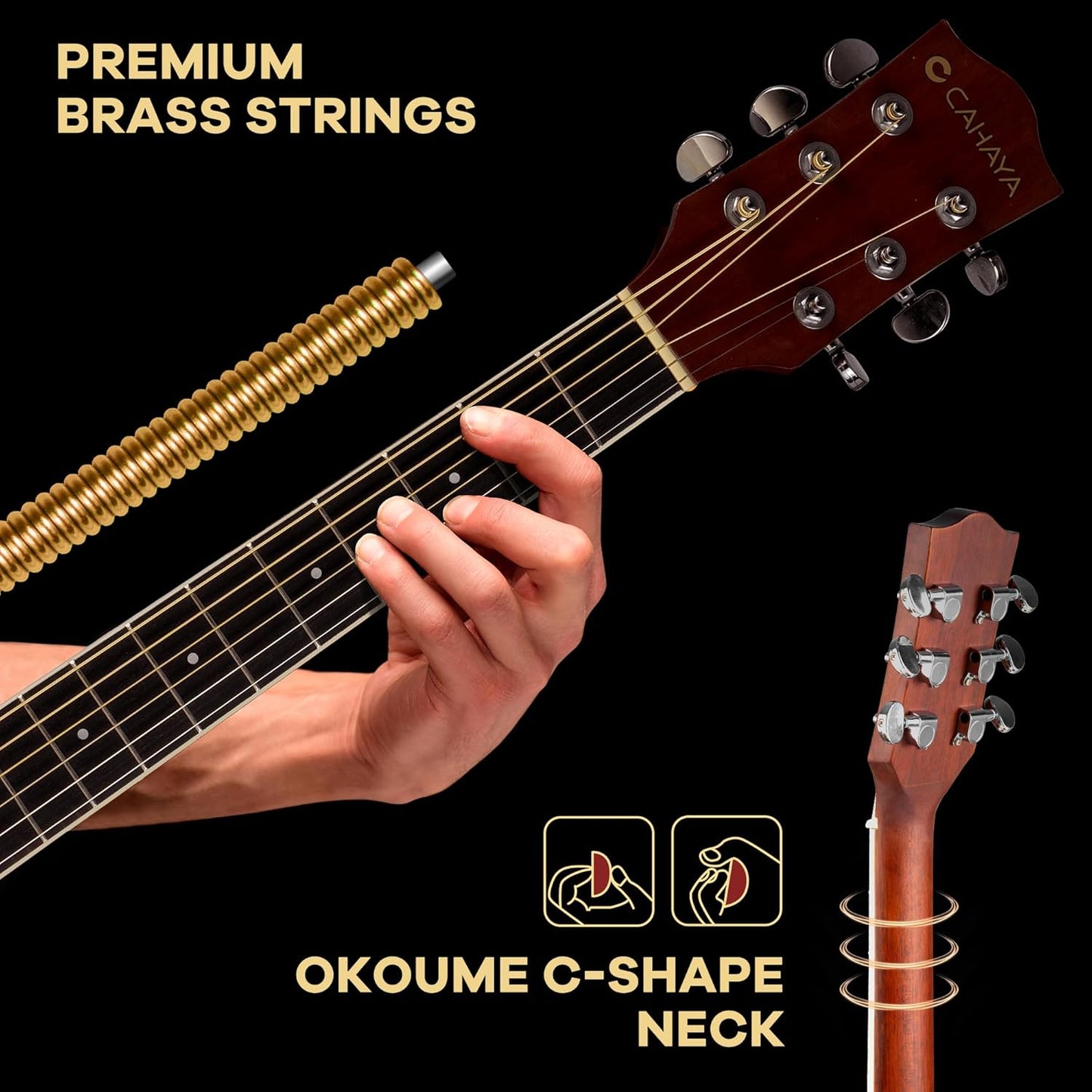 Acoustic Guitar Beginner Kit - 41in Adult Acoustic Guitar Starter Set for Kids Teenager Students