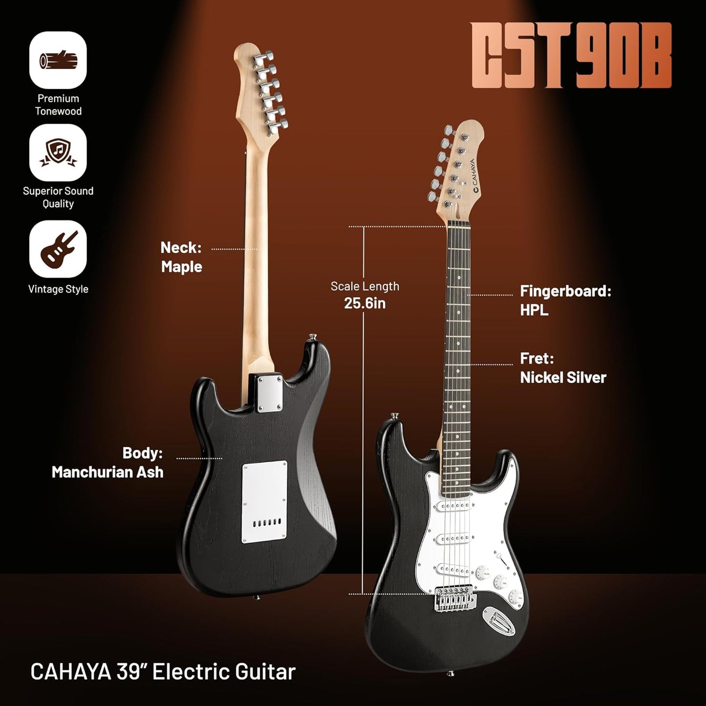 Stratocaster 39” Solid Body Electric Guitar