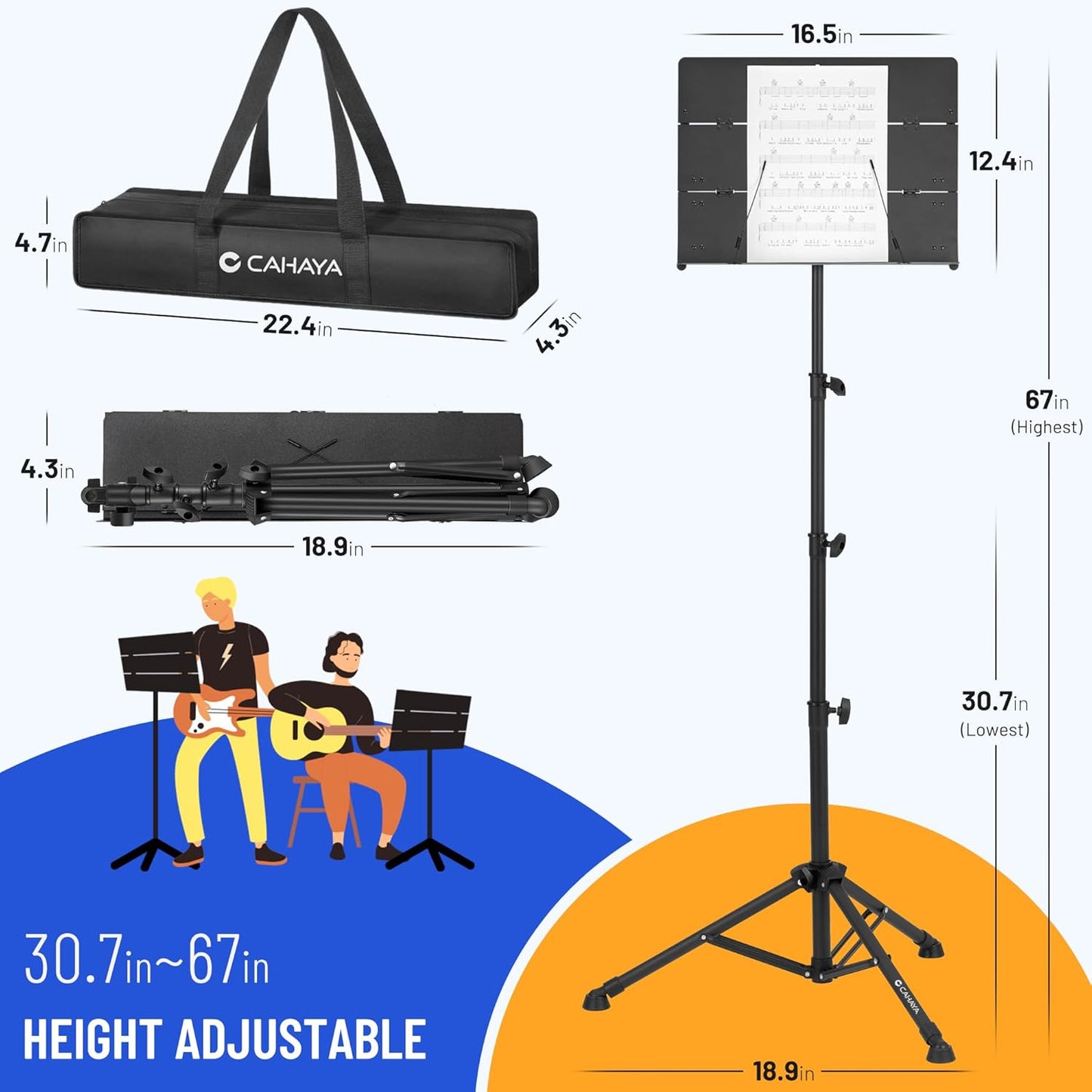 Sheet Music Stand with Foldable Panel CY0317