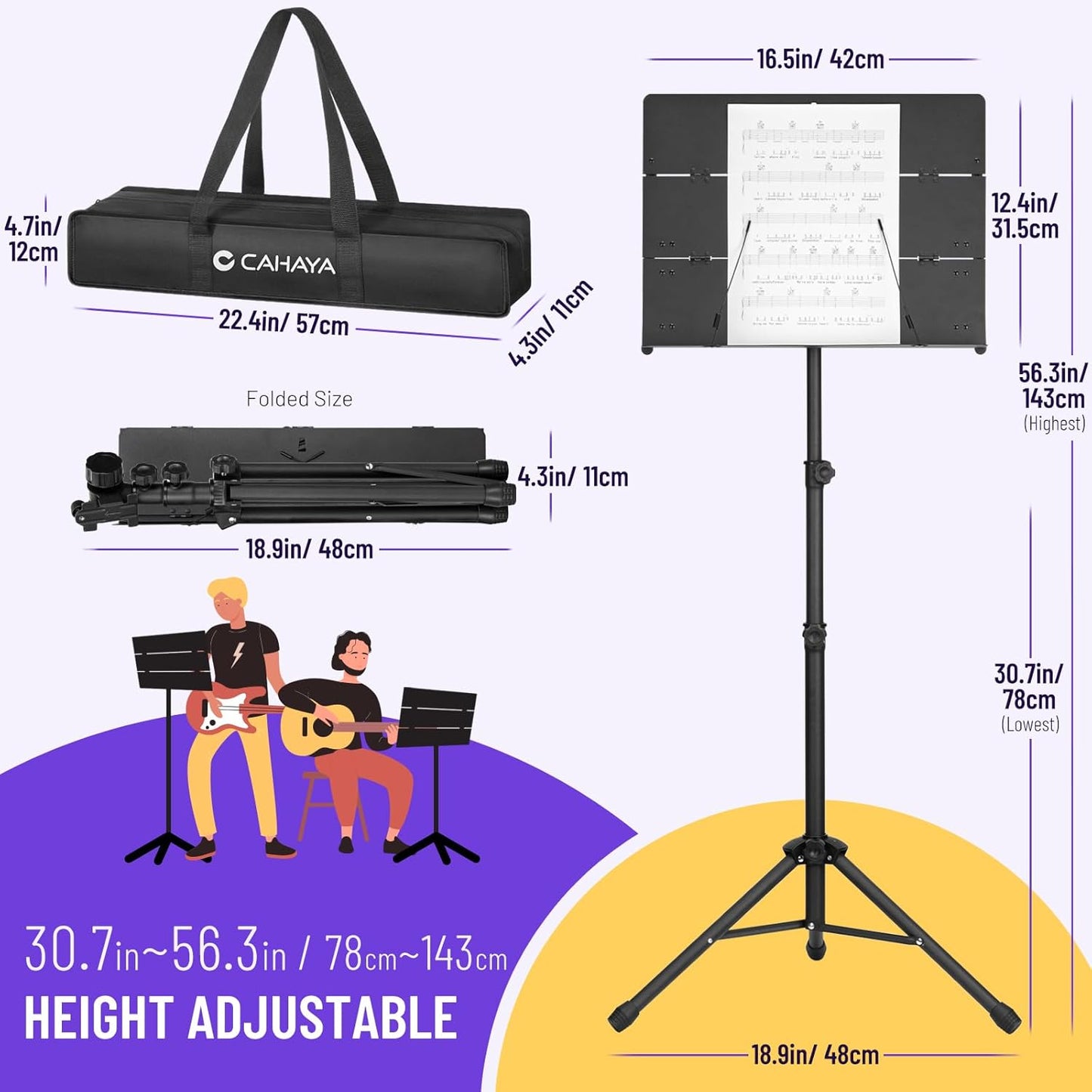 Sheet Music Stand with Foldable Panel CY0317