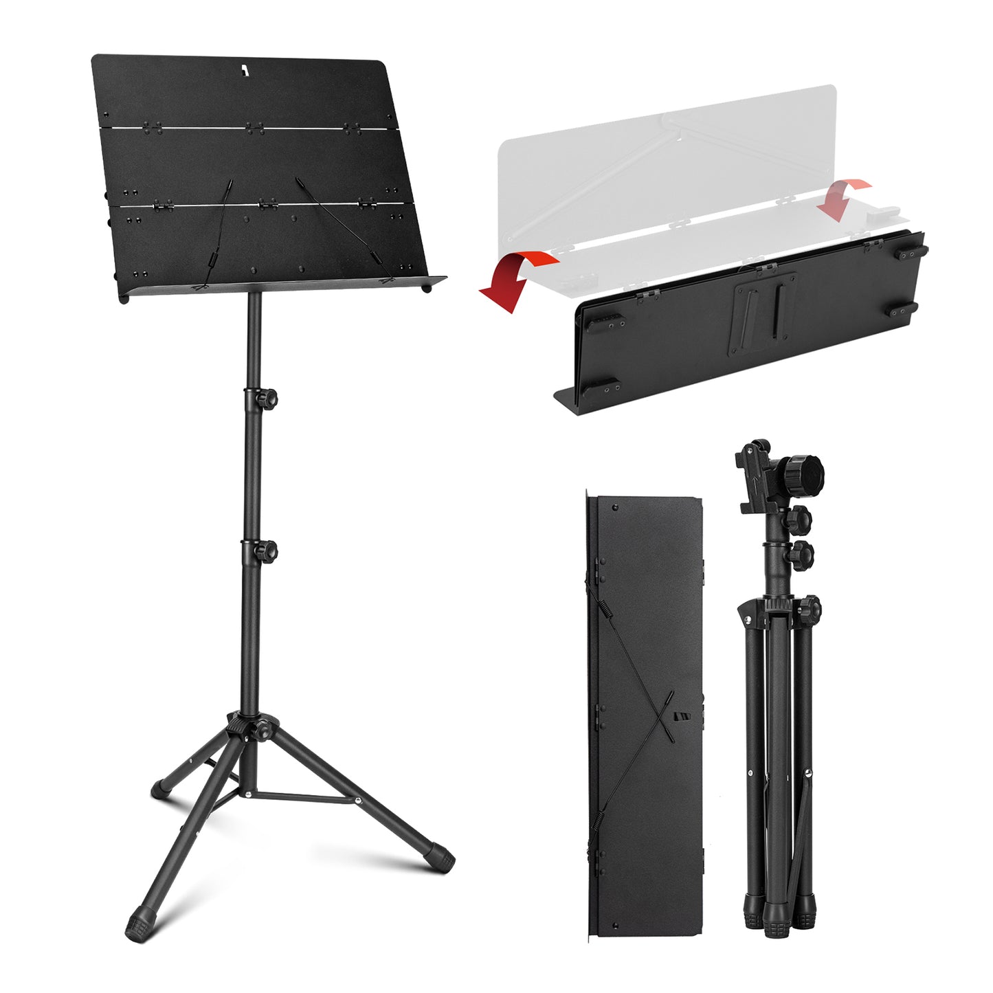 Collapsible music stand with carrying case