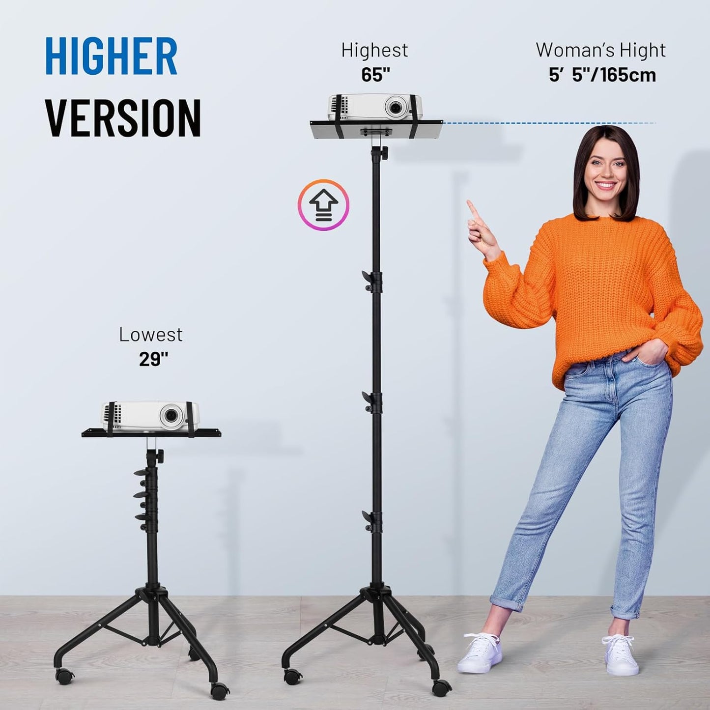 Adjustable Projector Stand Tripod with Casters