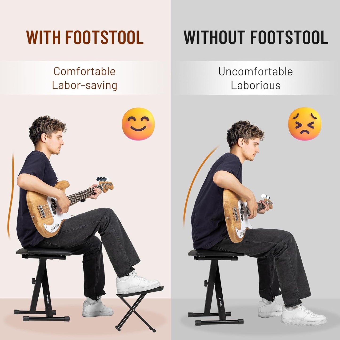 Guitar Foot Rest Stool - 6 Position Height Adjustable Footstool