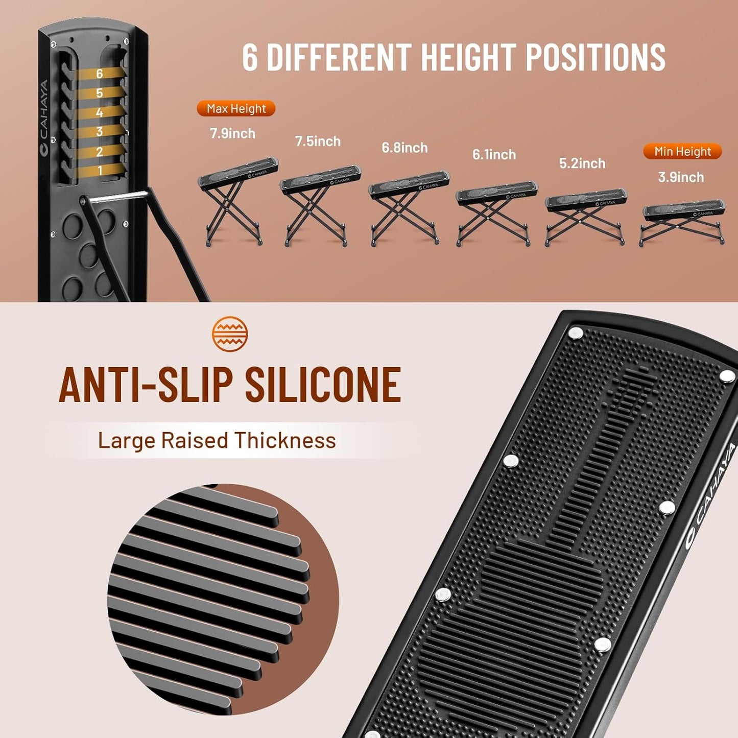 Guitar Foot Rest Stool - 6 Position Height Adjustable Footstool
