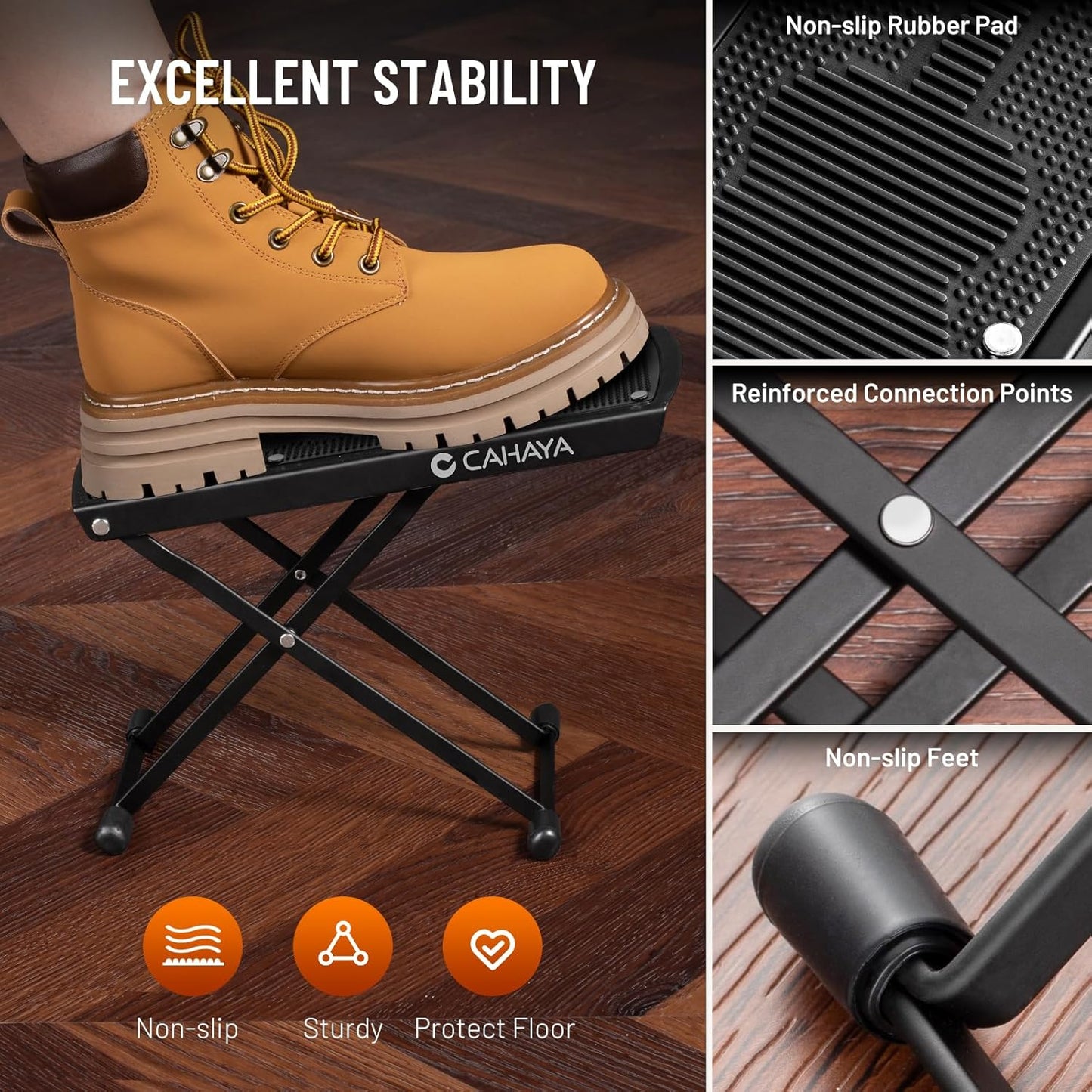 Guitar Foot Rest Stool - 6 Position Height Adjustable Footstool