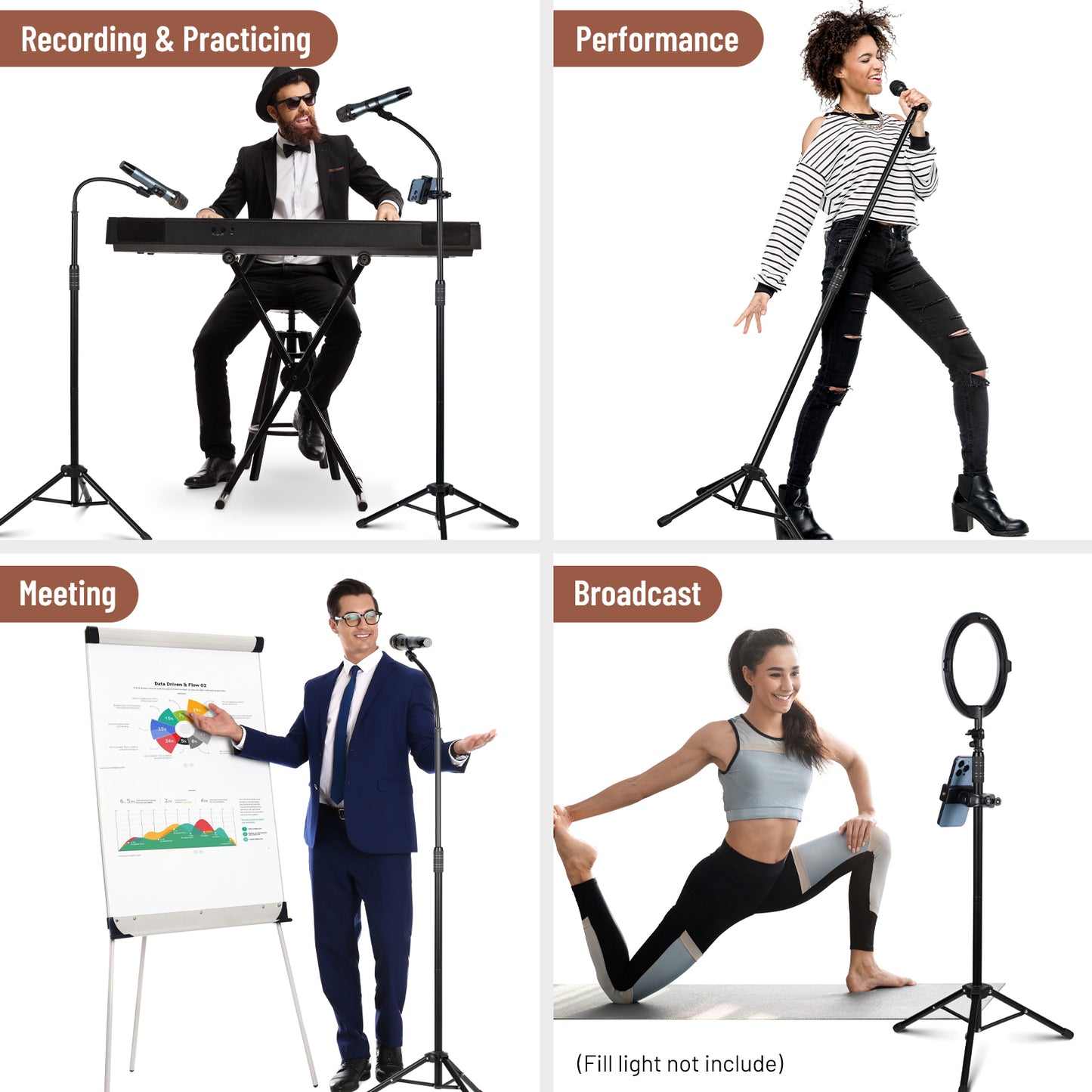 Dual-use Gooseneck Floor Mic Stand with Phone Holder CY0312