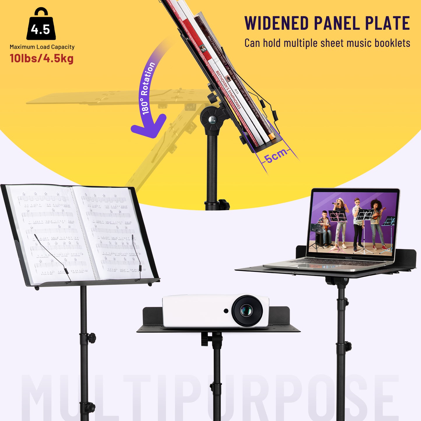 Sheet Music Stand with Foldable Panel CY0317