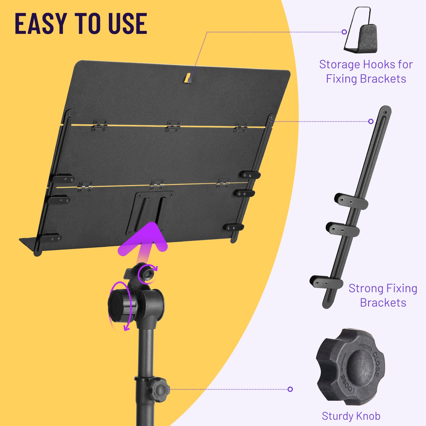 Sheet Music Stand with Foldable Panel CY0317