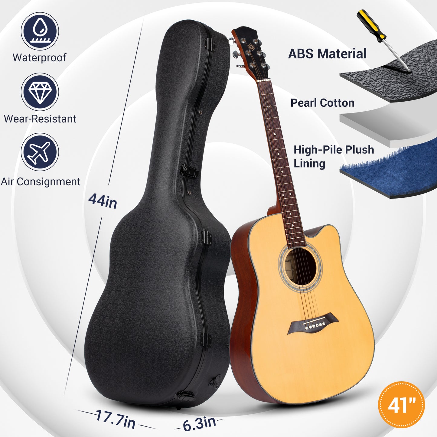 ABS 0.6 Inches Thick Hardshell Guitar Case CY0246 CY0247 CY0248
