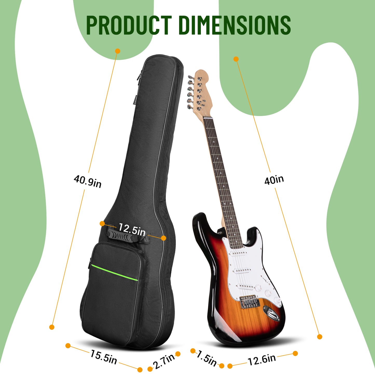 Electric Guitar Bag 0.3 Inches Thick Green CY0293