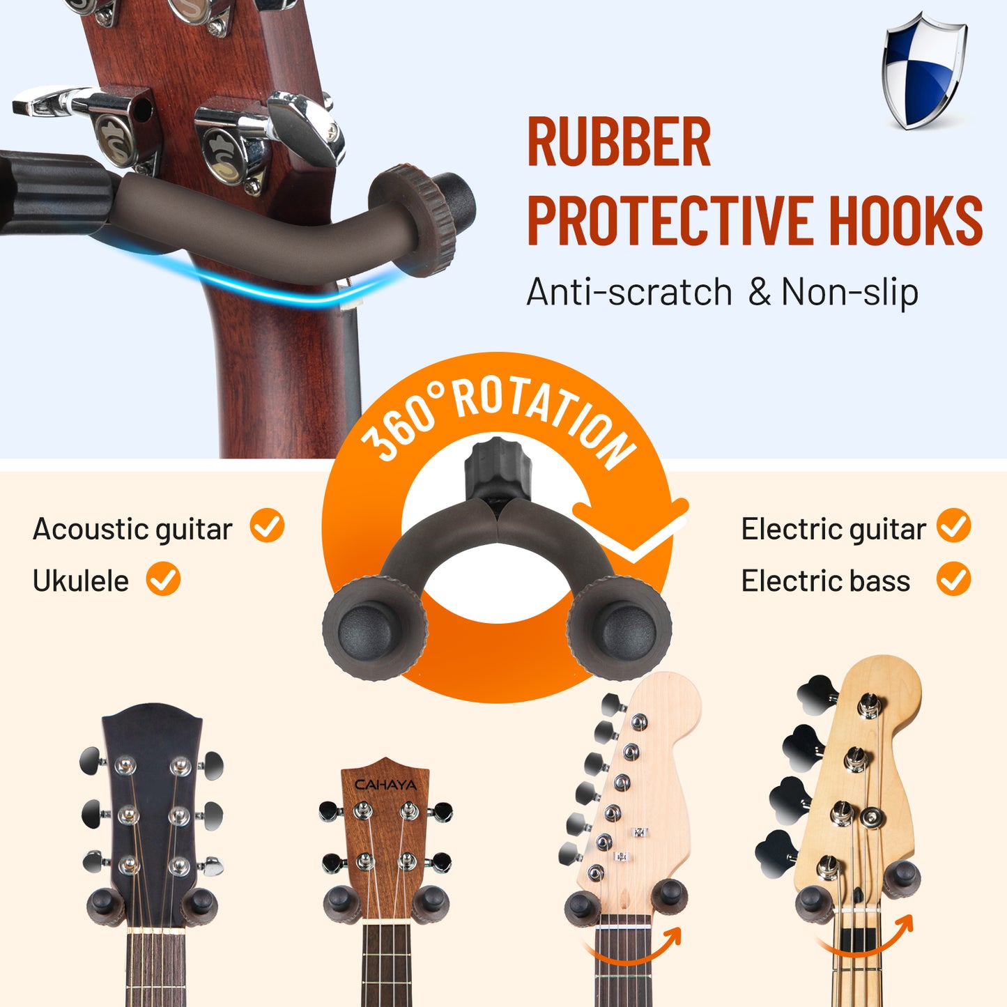 Guitar Wall Mount Hanger 2 Headstock CY0298