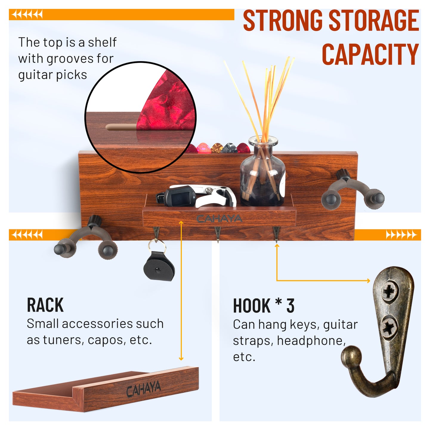 Guitar Wall Mount Hanger 2 Headstock CY0298