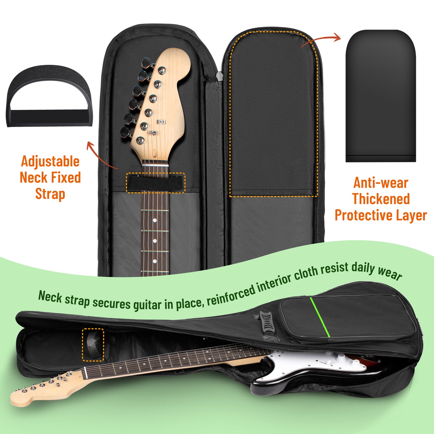 Electric Guitar Bag 0.3 Inches Thick Green CY0293