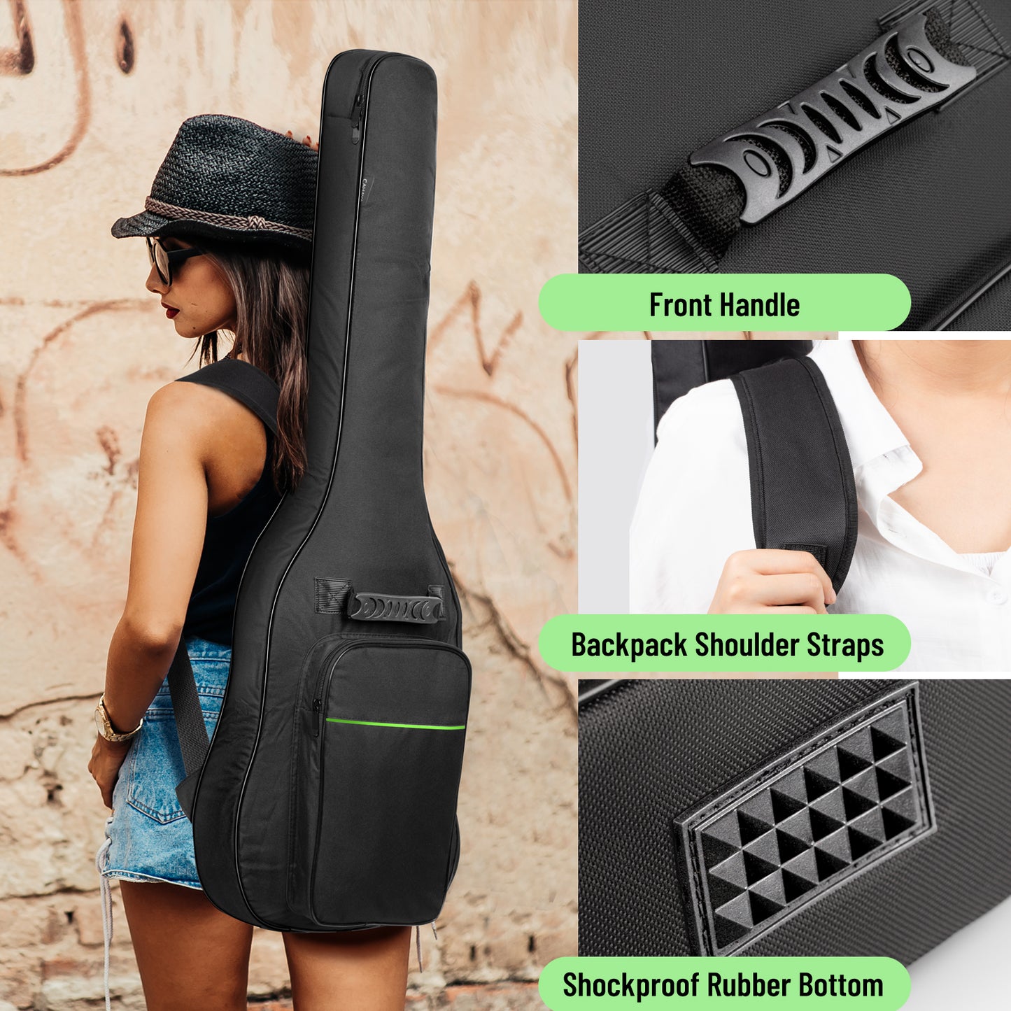 Electric Guitar Bag 0.3 Inches Thick Green CY0293