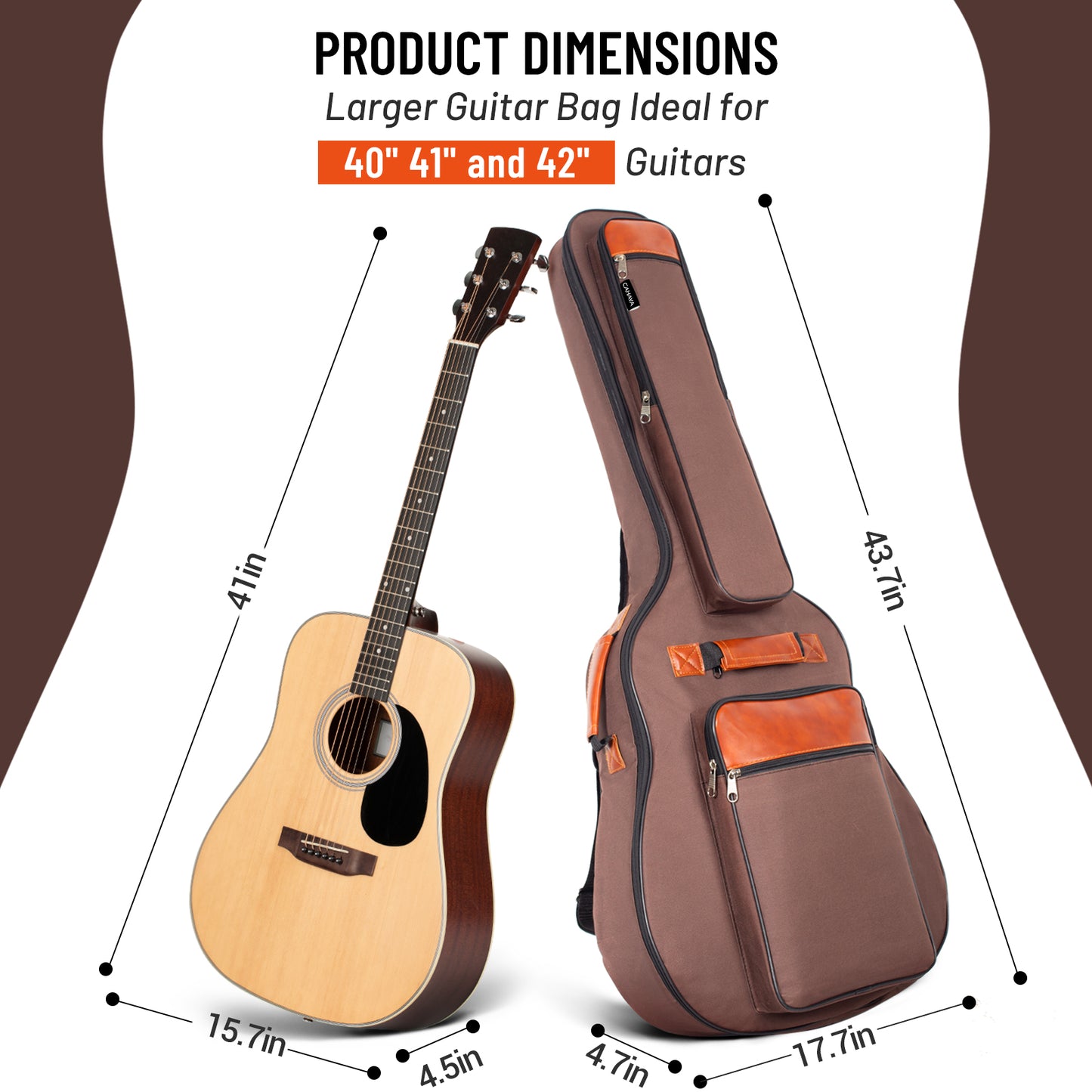 Acoustic Guitar Bag 0.5 Inches Thick Brown CY0150