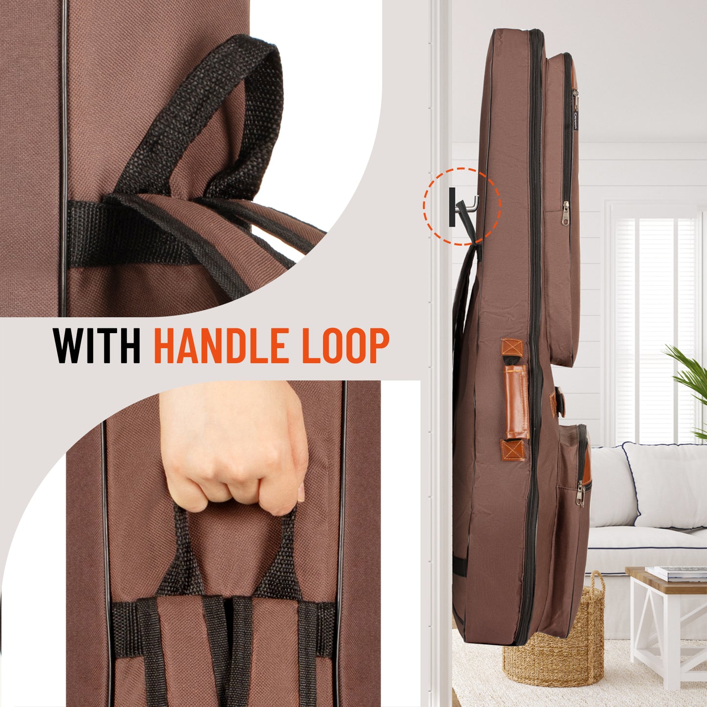 Acoustic Guitar Bag 0.5 Inches Thick Brown CY0150