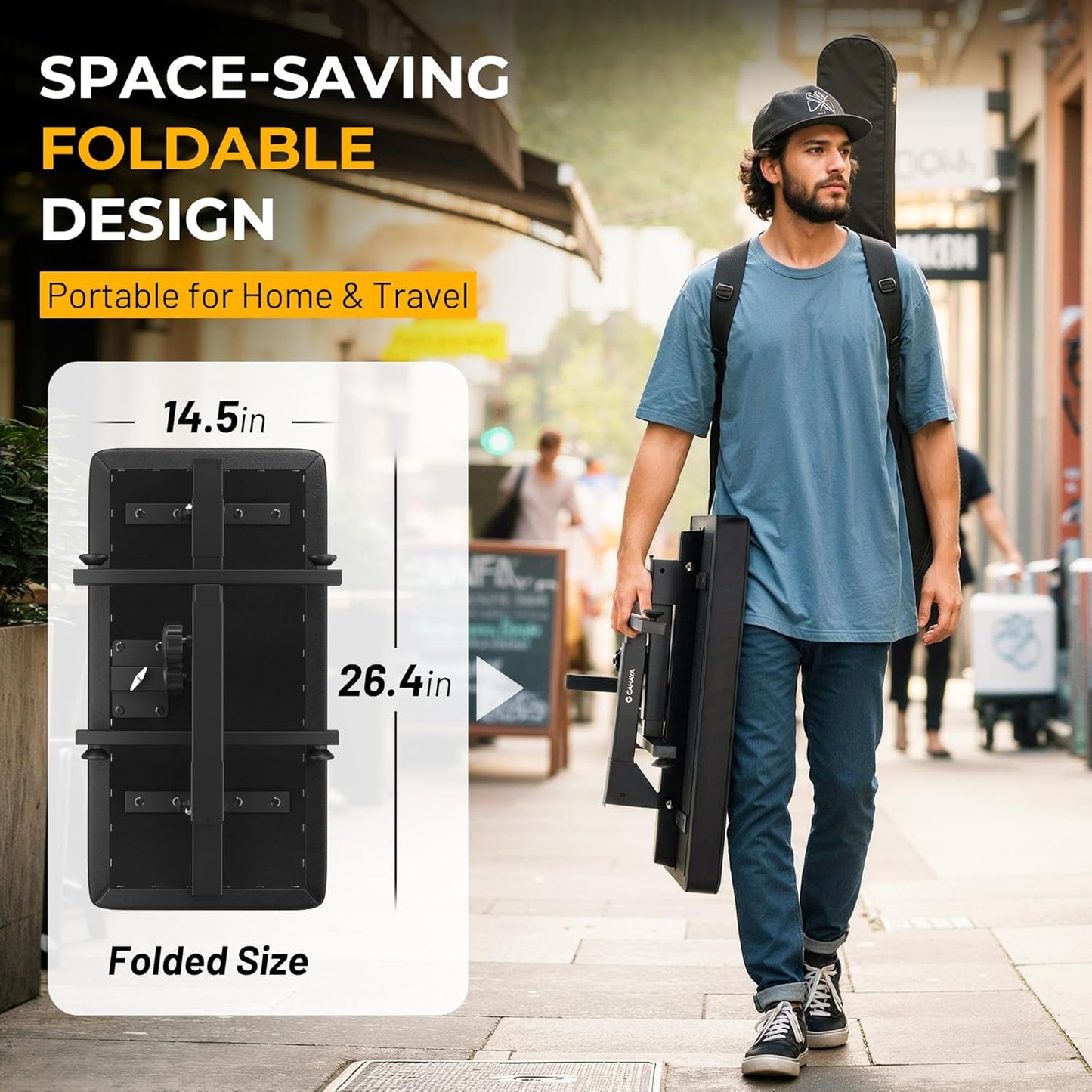 Adjustable Foldable Piano Bench with Backrest