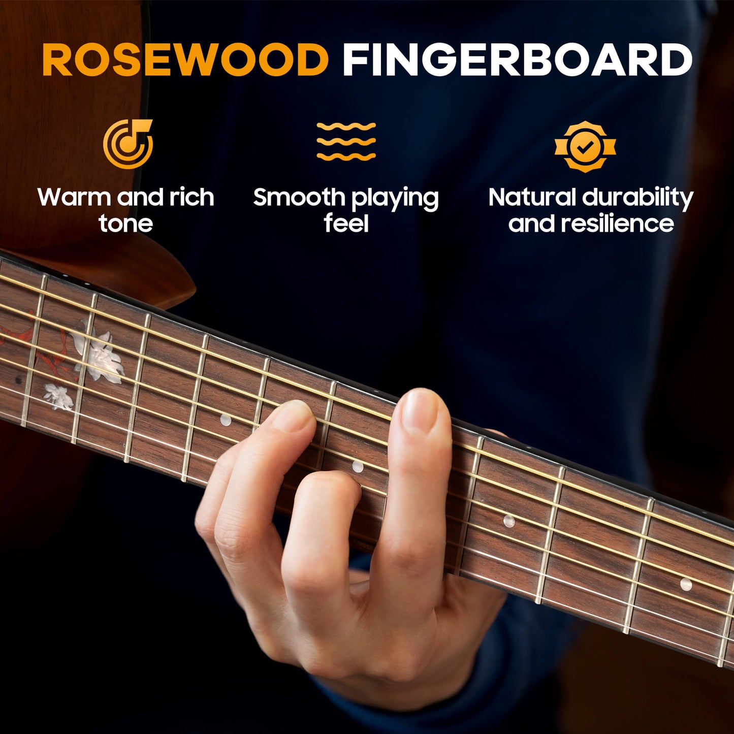 CAHAYA Acoustic Guitar Beginner Set - 41" Full Size Spruce Top Mahogany Body with Okoume Neck Rosewood Fingerboard