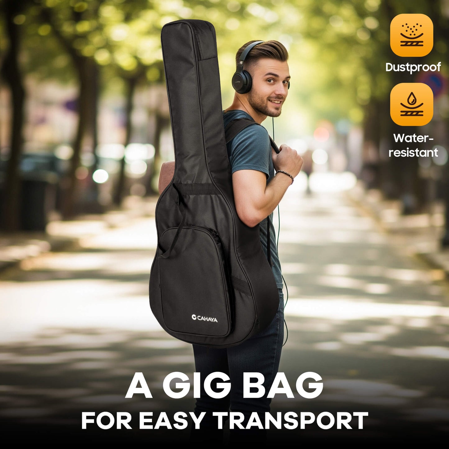 CAHAYA Acoustic Guitar Beginner Set - 41" Full Size Spruce Top Mahogany Body with Okoume Neck Rosewood Fingerboard