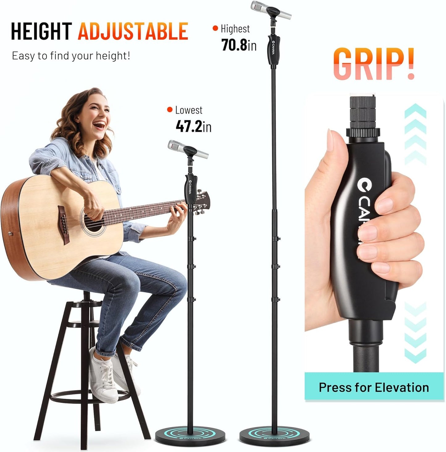 Height-Adjustable Metal Microphone Floor Stand