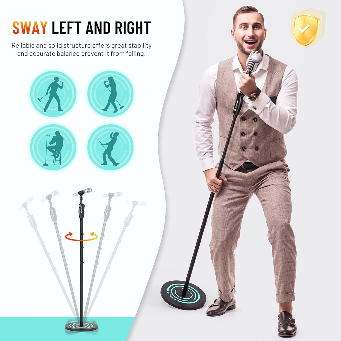 Height-Adjustable Metal Microphone Floor Stand