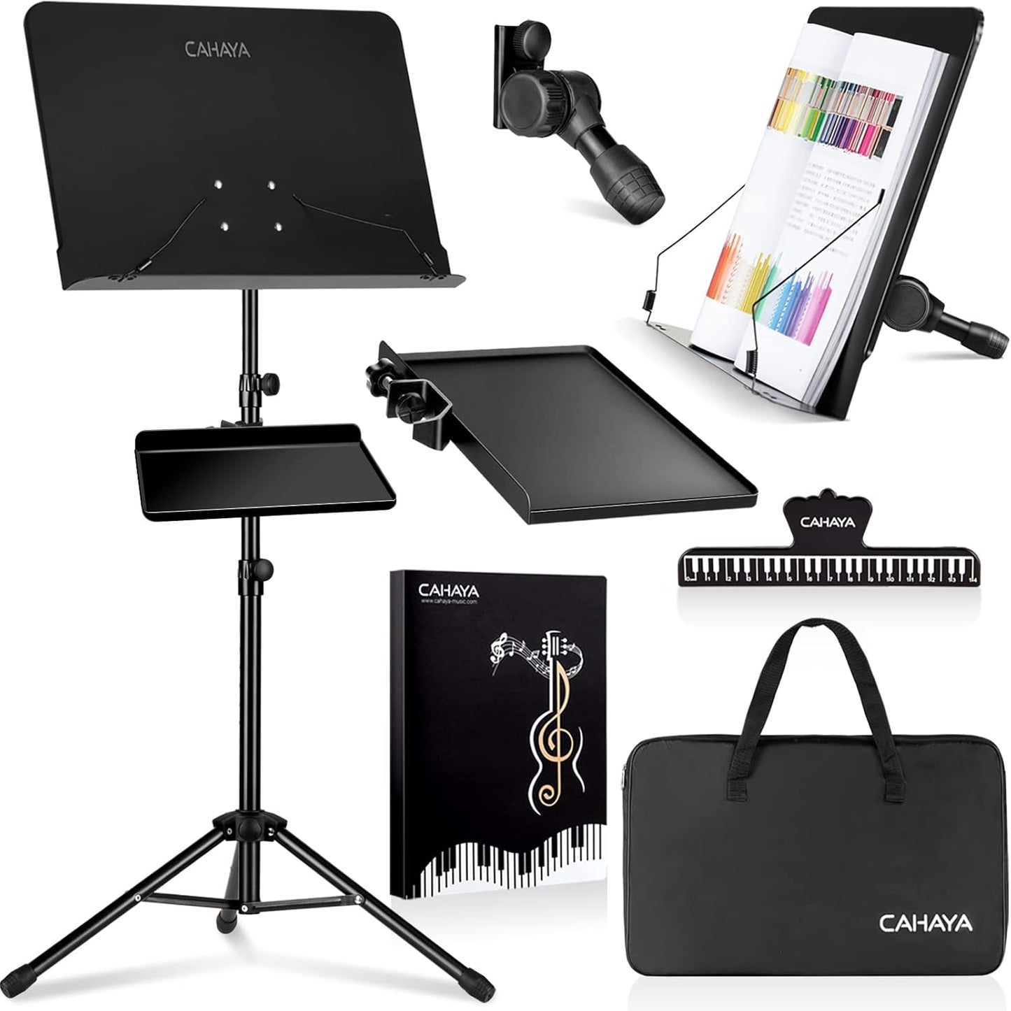 CAHAYA dual use music stand with accessories and cases
