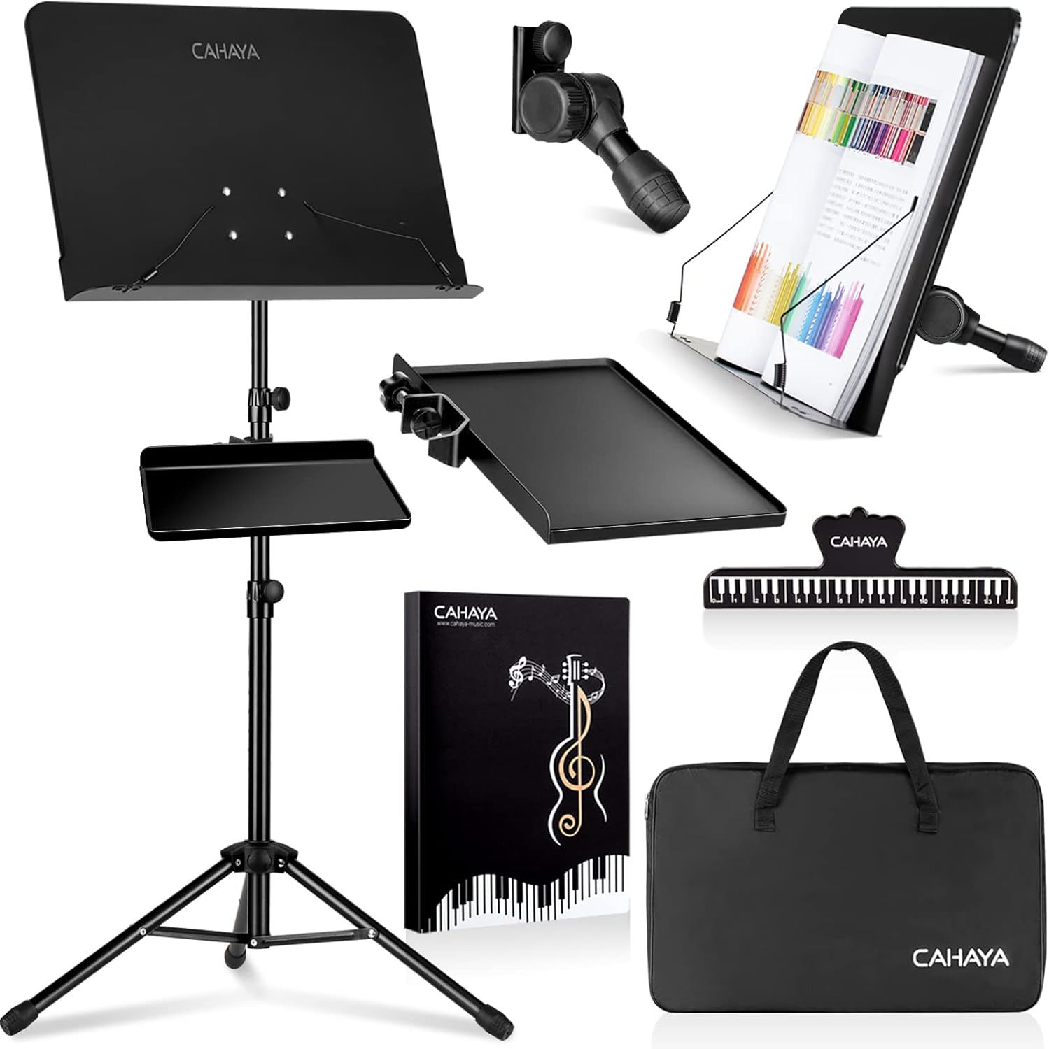 CAHAYA dual use music stand with accessories and cases