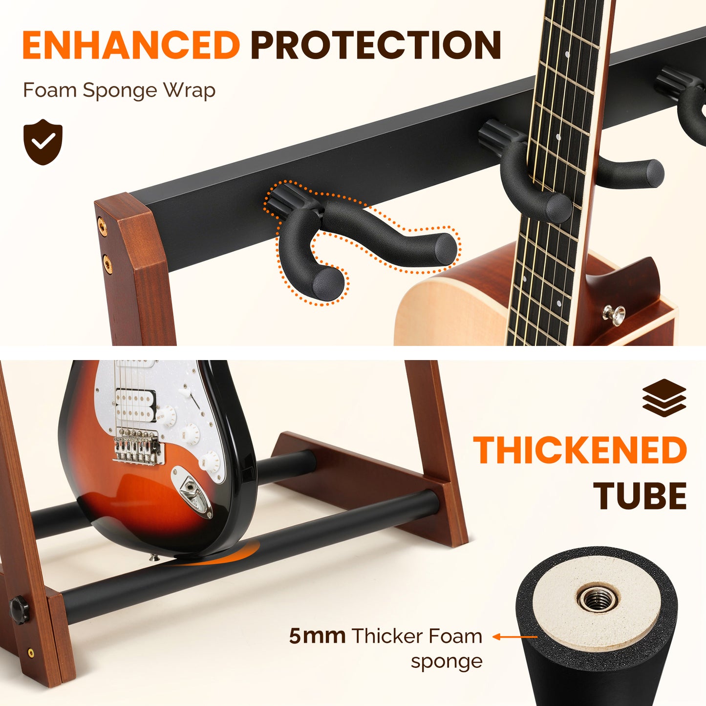 5-Guitar Foldable Wood Stand