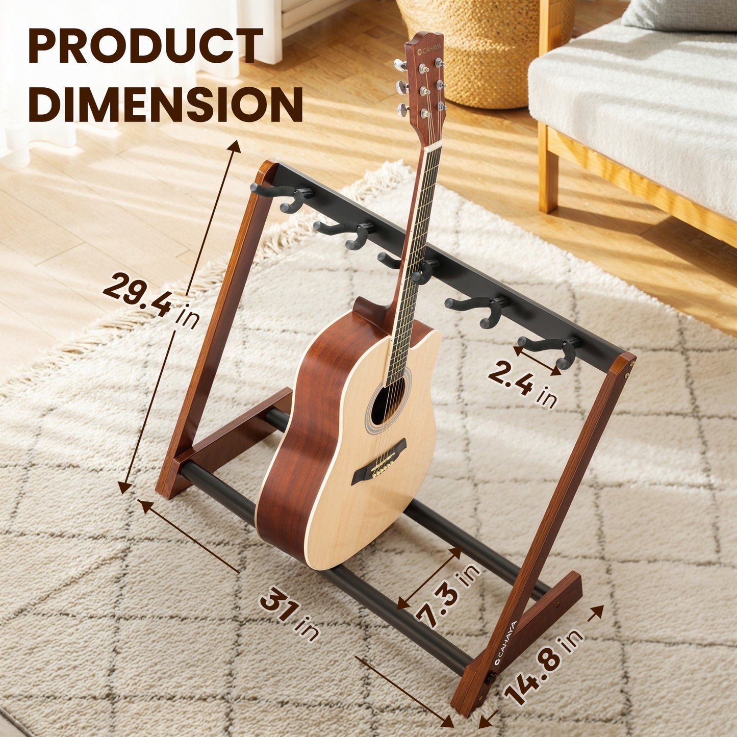 5-Guitar Foldable Wood Stand