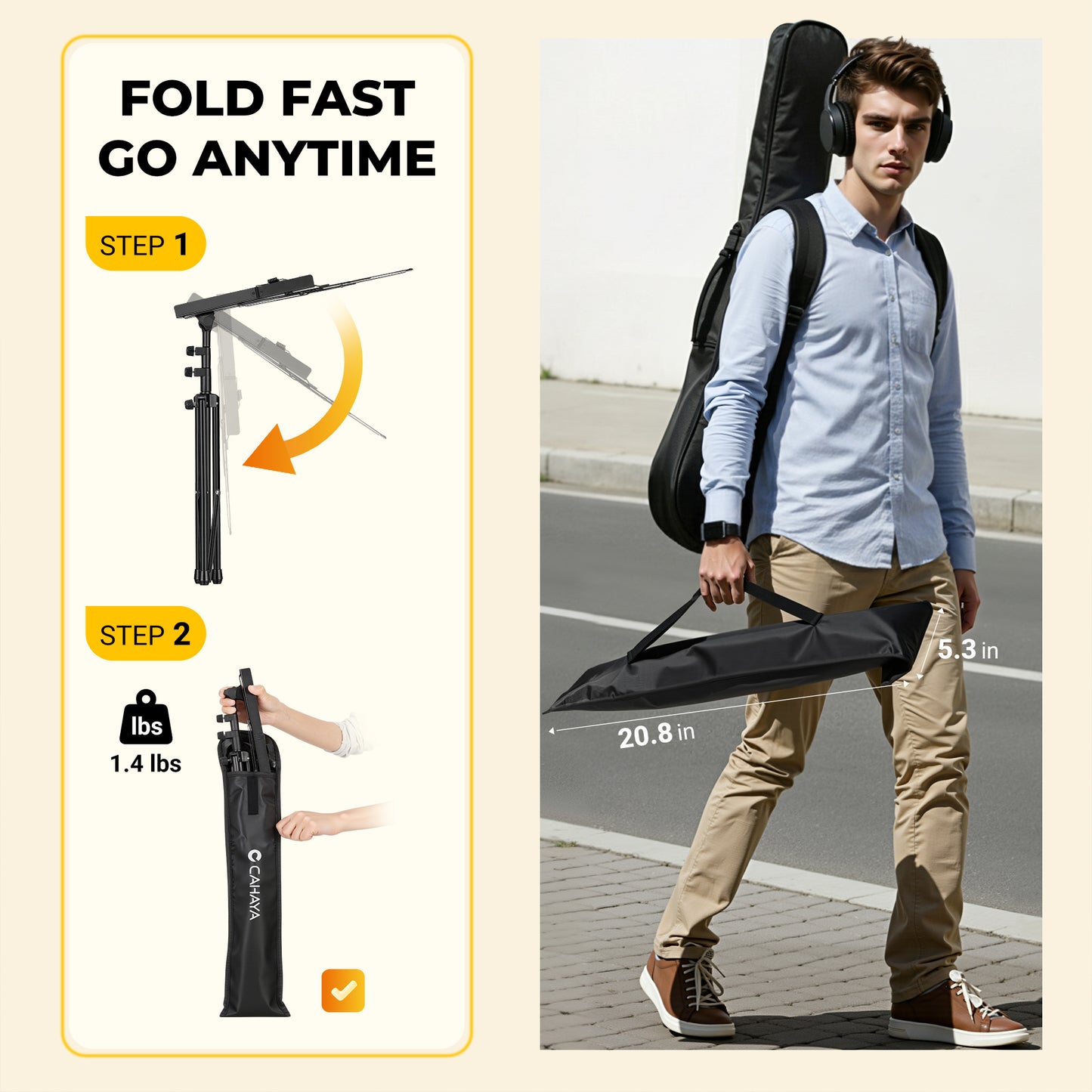 The music stand can be quickly folded.convenience and efficiency.
