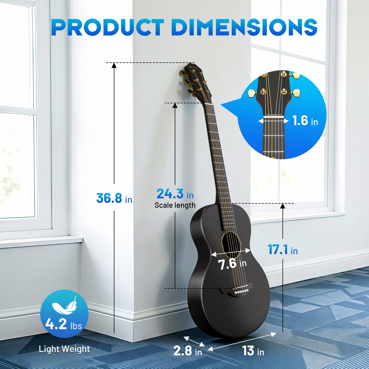 38 inches Full Carbon Fiber Acoustic Guitar CCF300