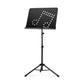 A black sheet music stand with a unique musical note design