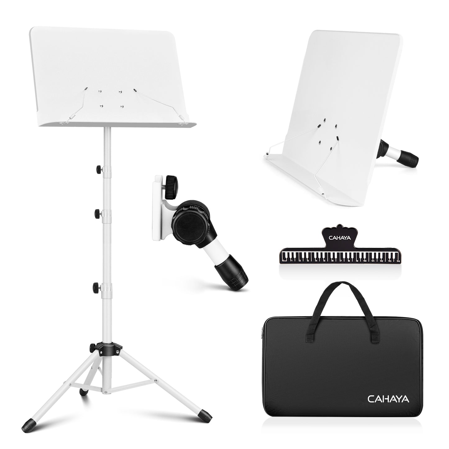 CAHAYA white music stand and carrying case