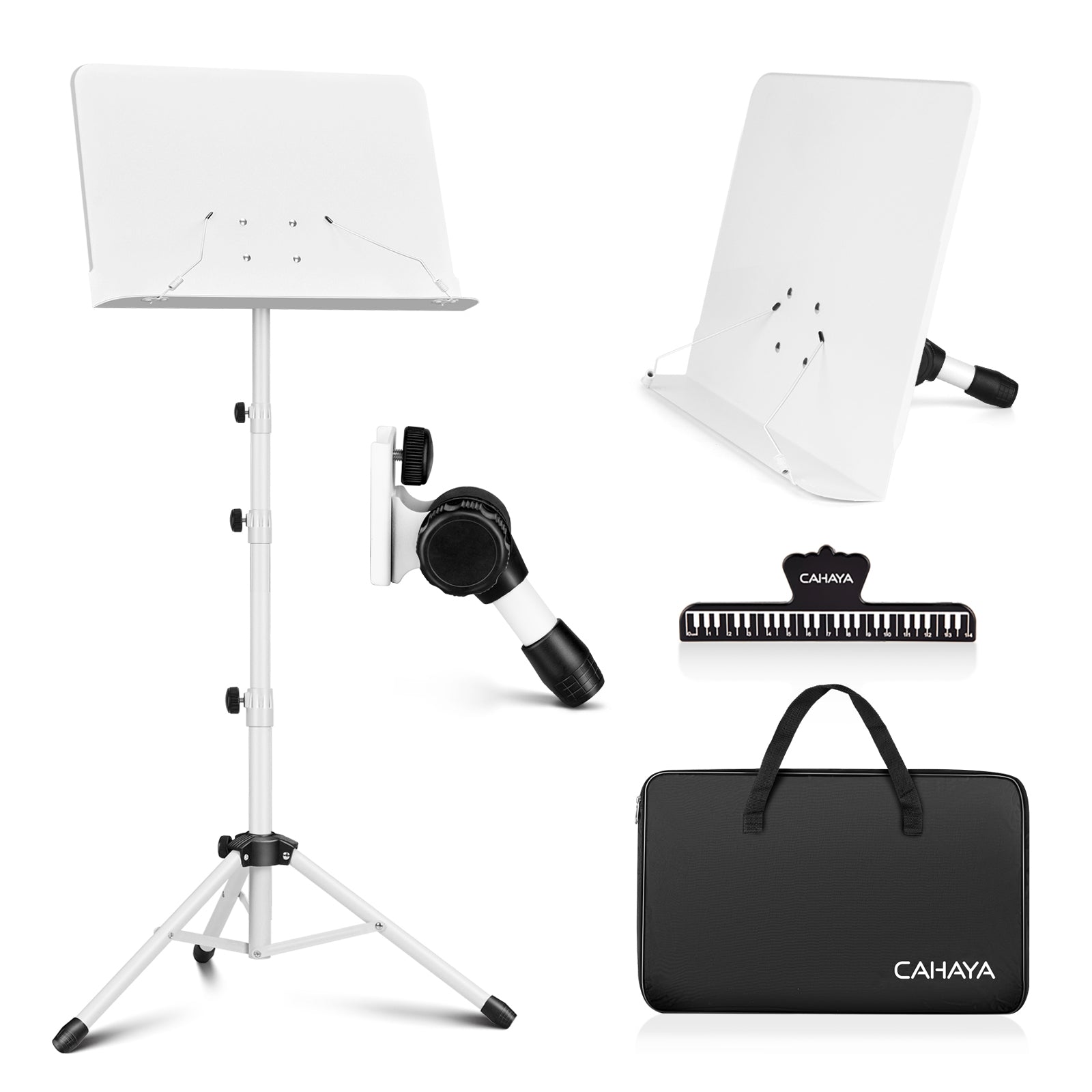 CAHAYA white music stand and carrying case