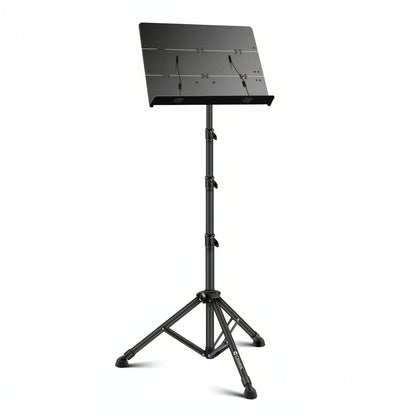 Music stand with accessories including a carrying case
