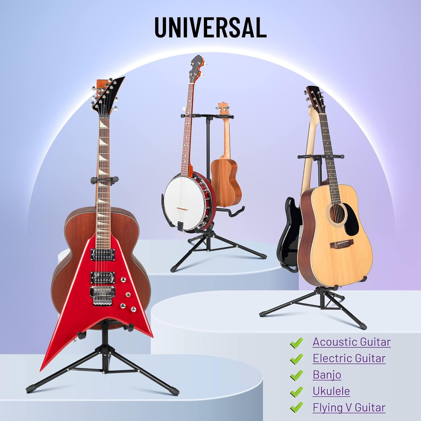 Double Neck-Holder Guitar Stand