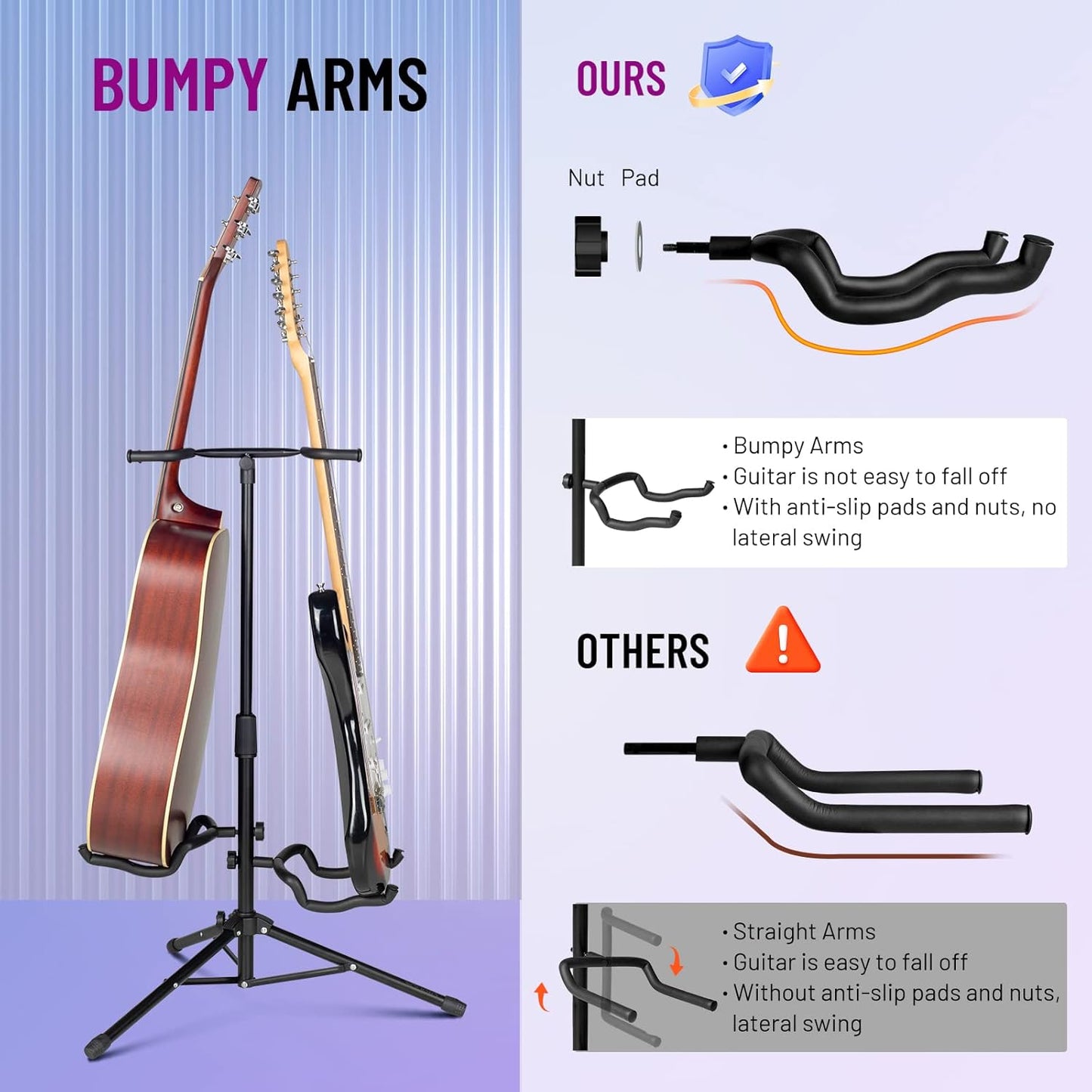 Double Neck-Holder Guitar Stand