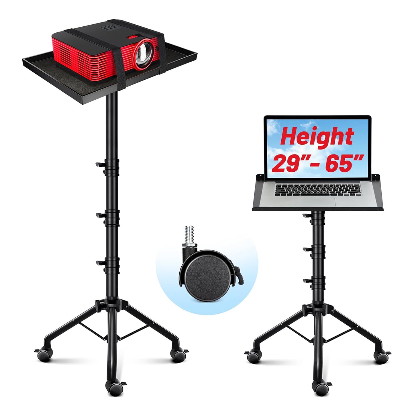 Adjustable Projector Stand Tripod with Casters