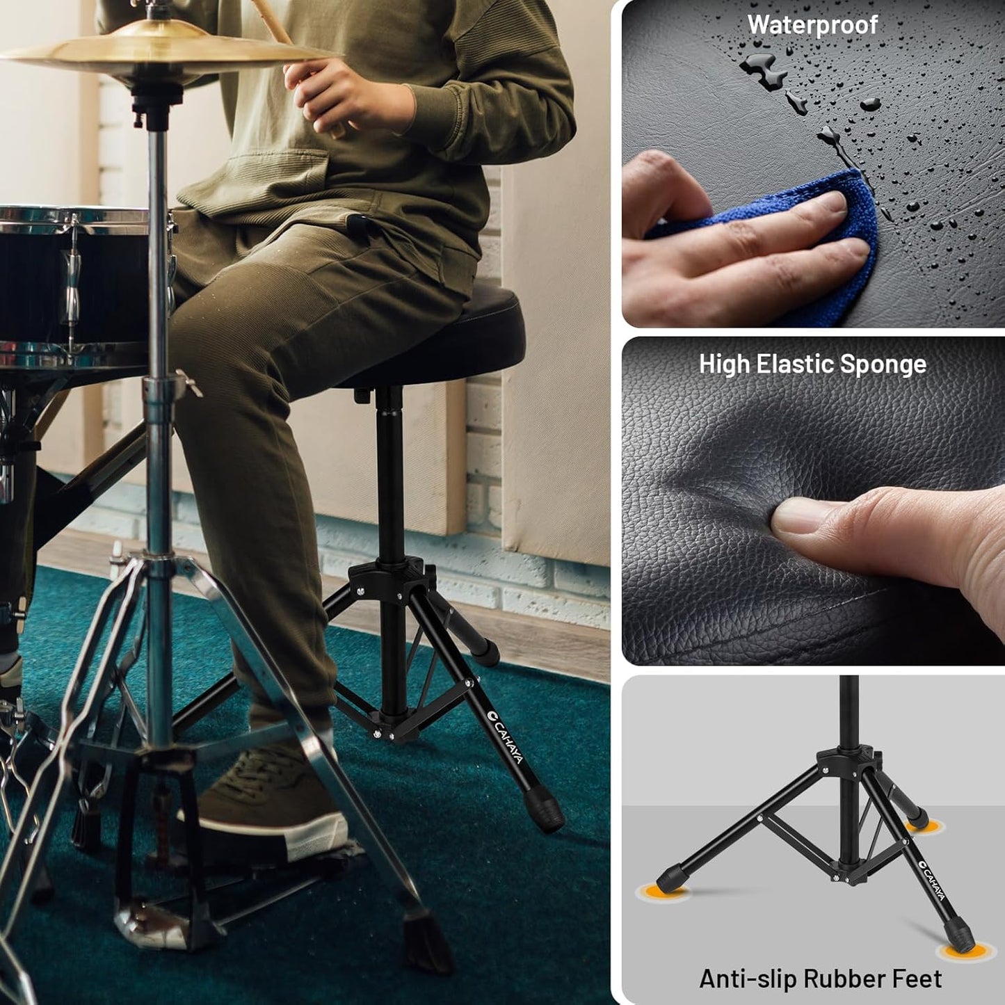 Foldable Drum Chair with Padded Drum Seat