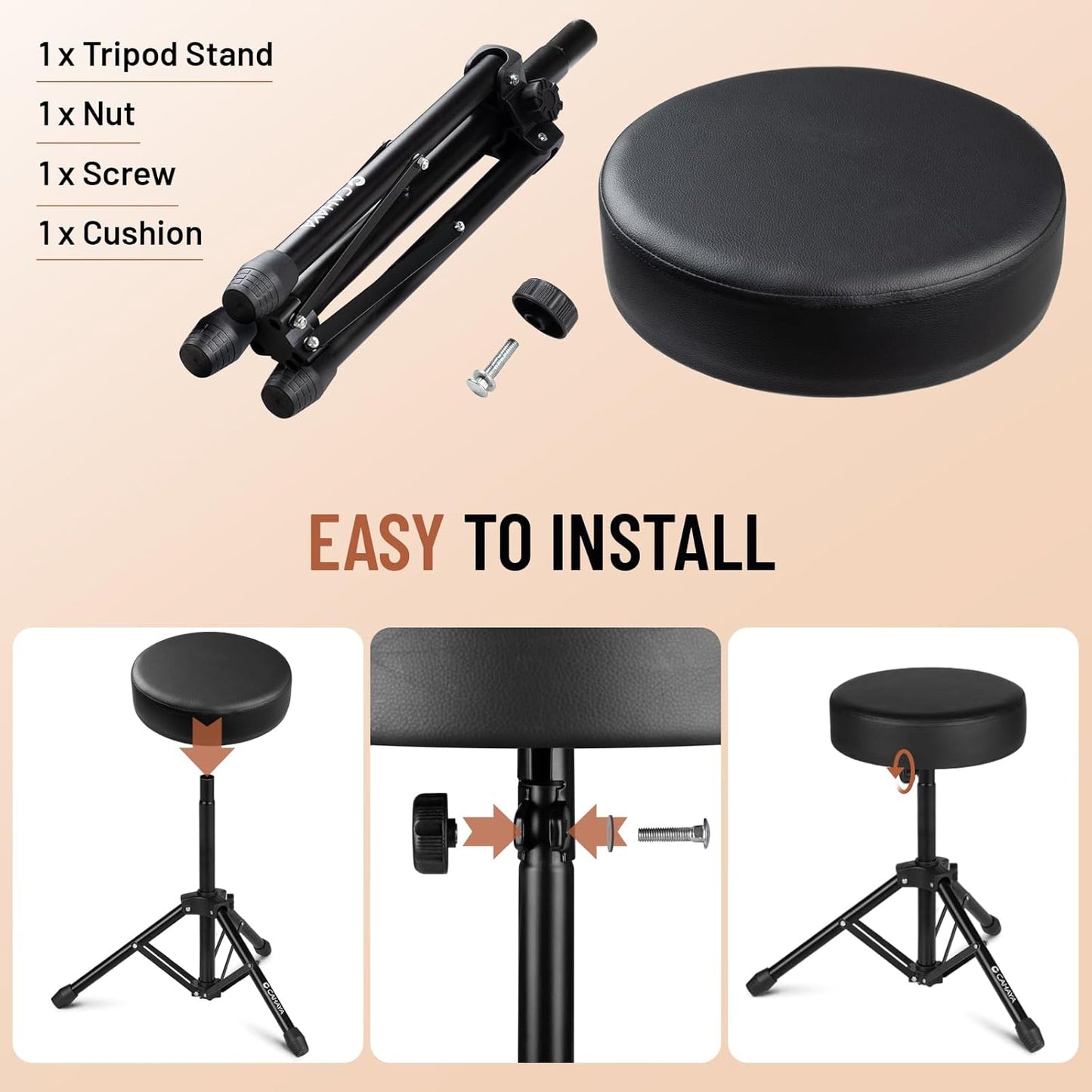 Foldable Drum Chair with Padded Drum Seat