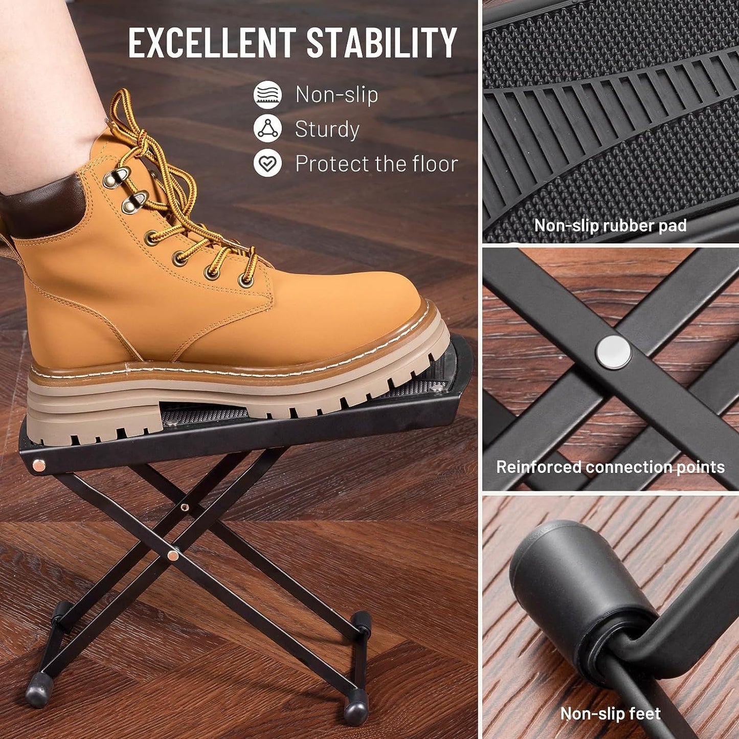 Foldable Guitar Foot Rest with 6 Position Height