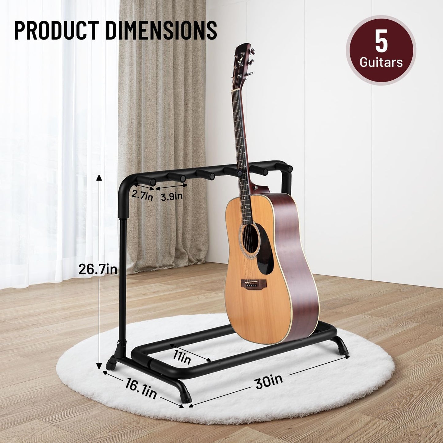 Acoustic Guitar Rack – 5 Holder Stand
