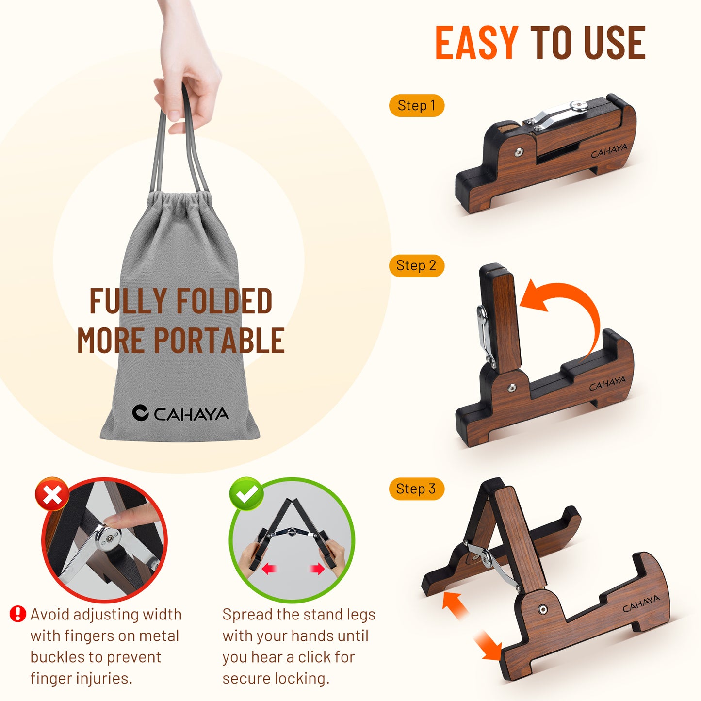 Portable A-Frame Wooden Guitar Stand