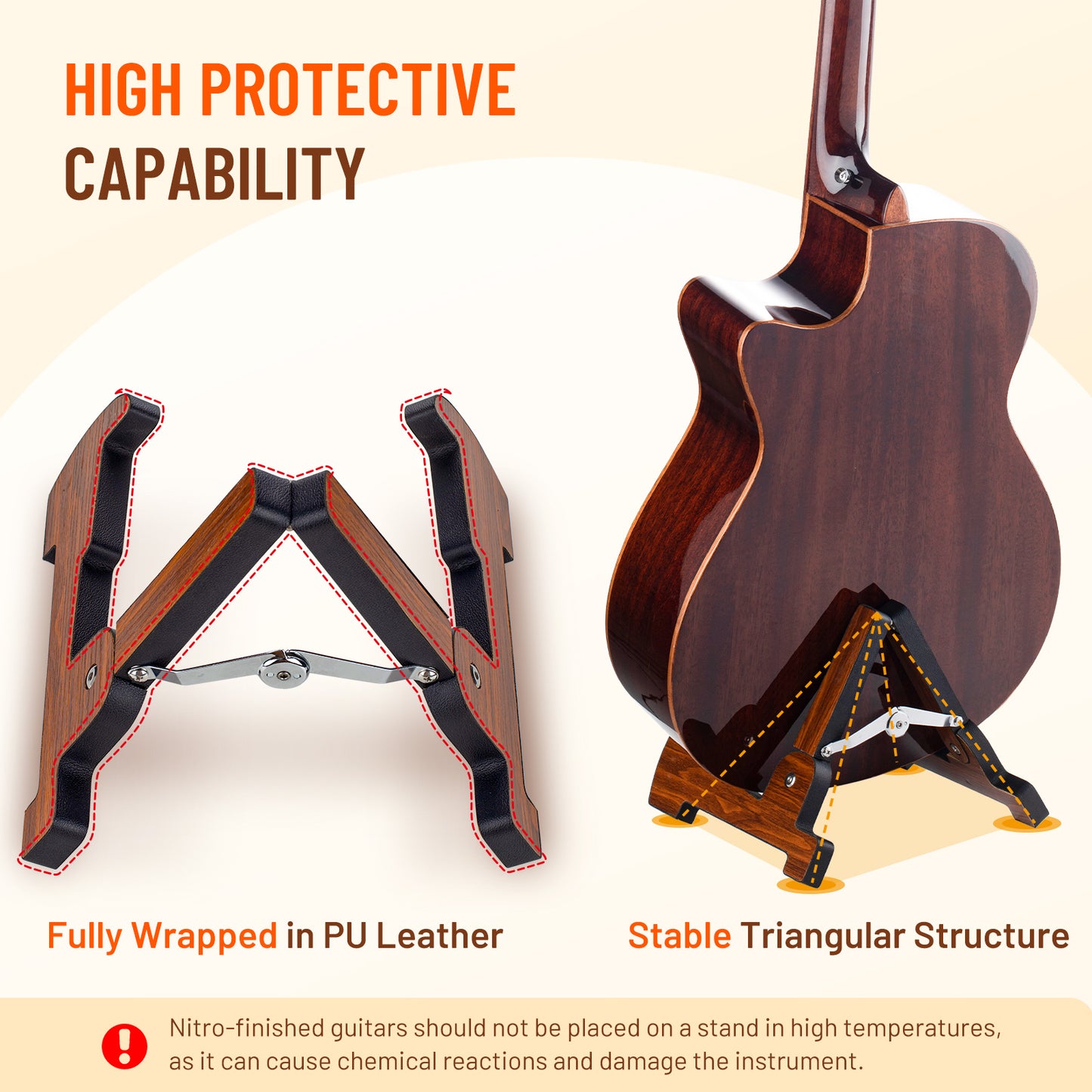 Portable A-Frame Wooden Guitar Stand